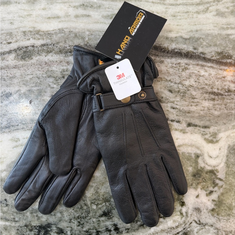 NWT Men's Black Leather Gloves